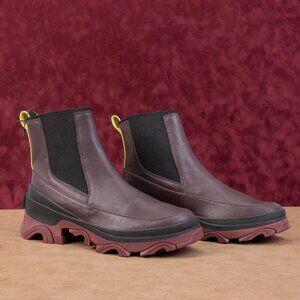 Sorel Women Brex Waterproof Burgundy Leather Chelsea Ankle Boots size 11